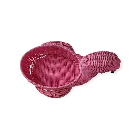 Flamingo Shaped Wicker Serving Basket Resin Planter Decor - Picture 6 of 11